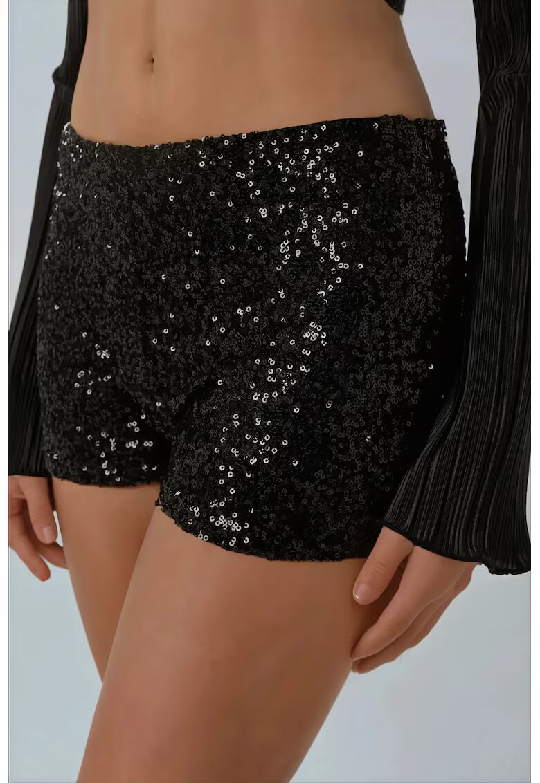 HiCCUP Pantaloni dama pantaloni scurti cu paiete - talie normala - slim - Negru