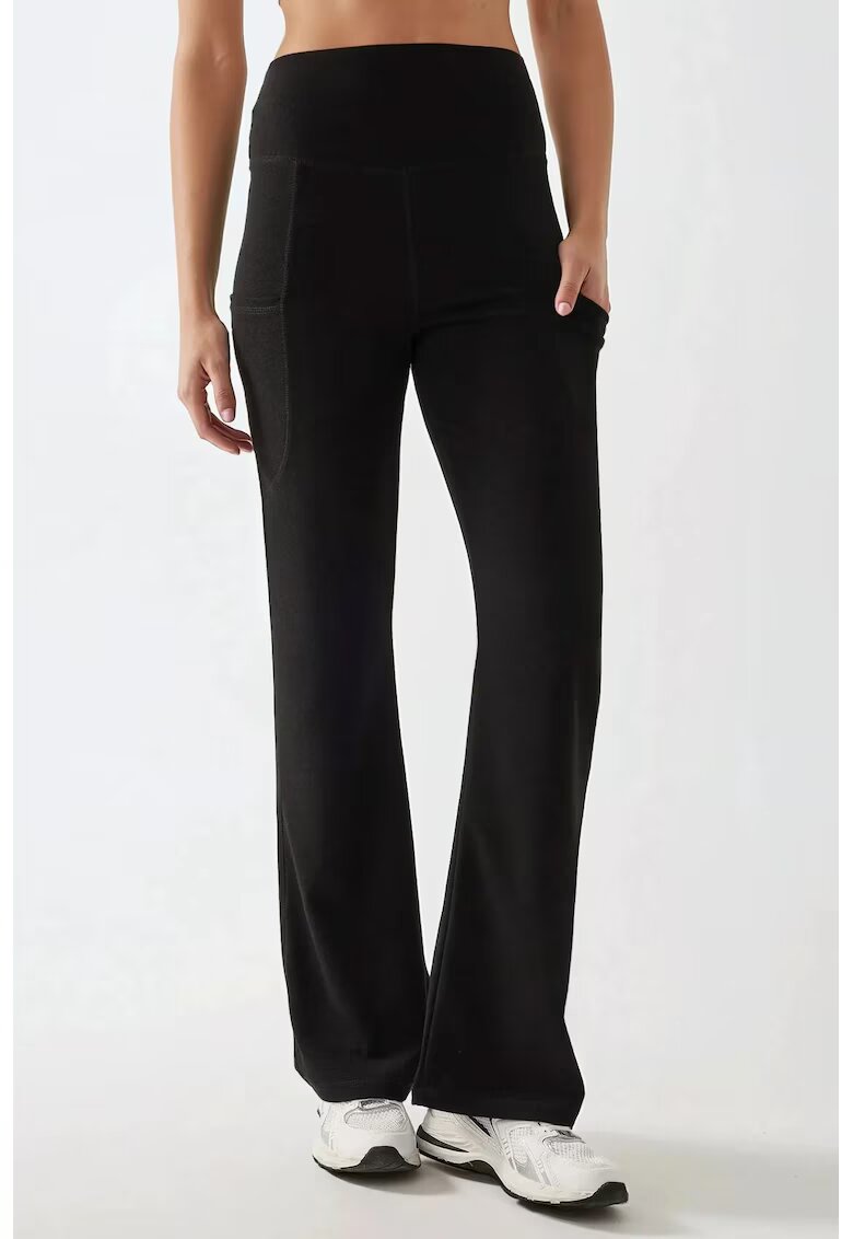 HiCCUP Pantaloni dama - textil - talie inalta - croiala larga - negru