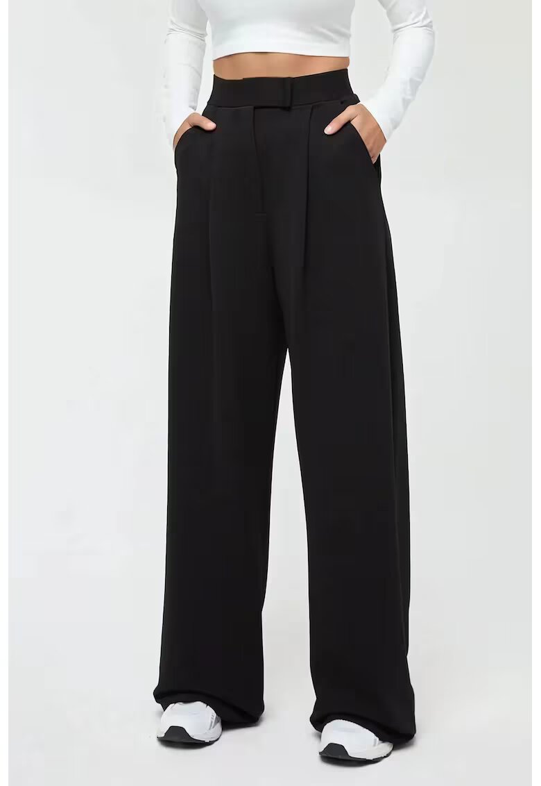 HiCCUP Pantaloni dama - textil - talie inalta - negru