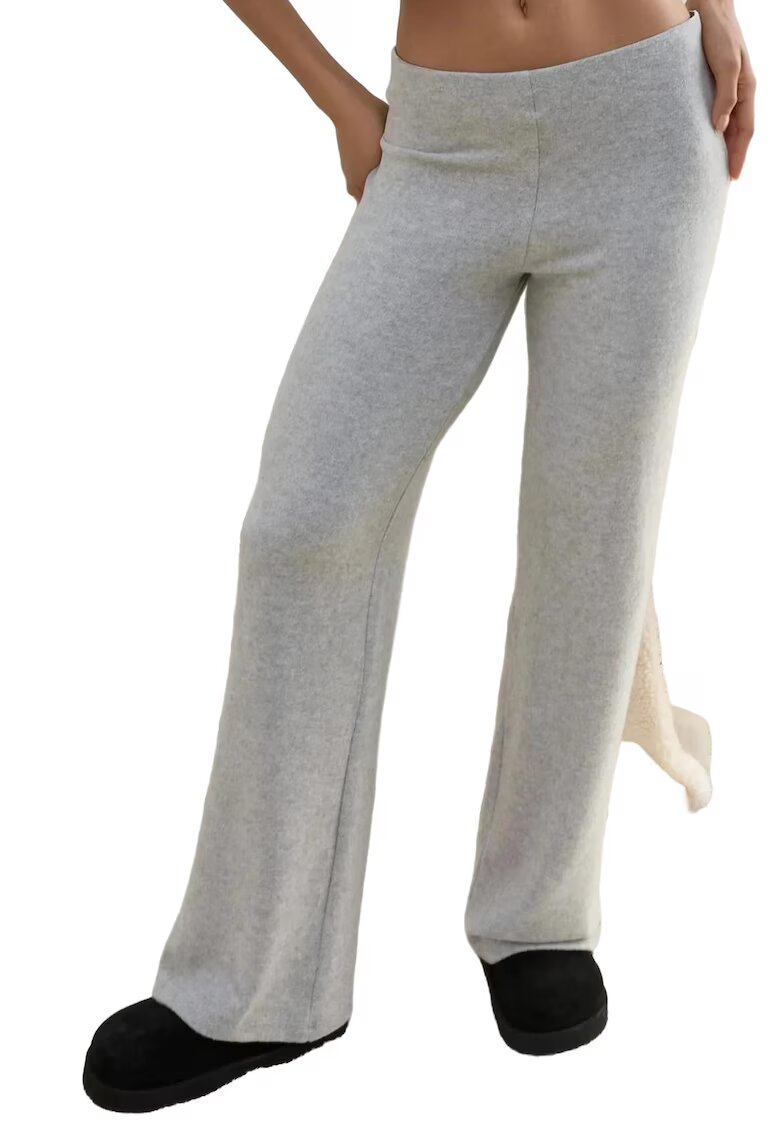 HiCCUP Pantaloni dama - tricot - talie inalta - gri deschis