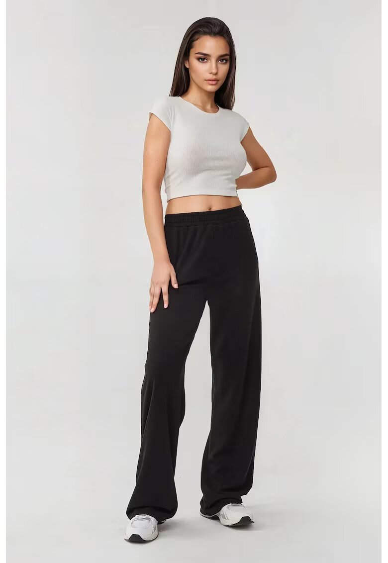 HiCCUP Pantaloni dama - tricotati - talie elastica - negru - textil