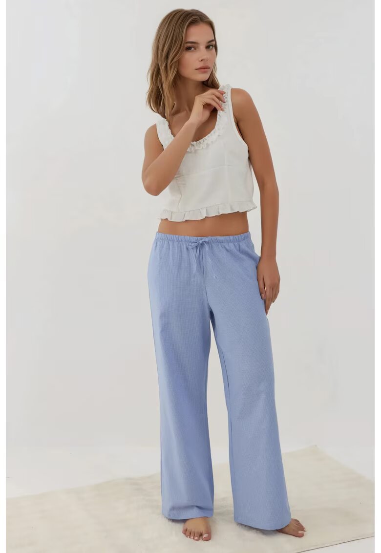 HiCCUP Pantaloni de pijama largi - poliester - albastru