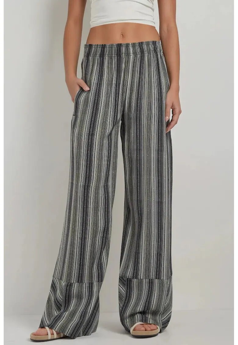 HiCCUP Pantaloni pentru dama largi - cu imprimeu - textil - negru/gri