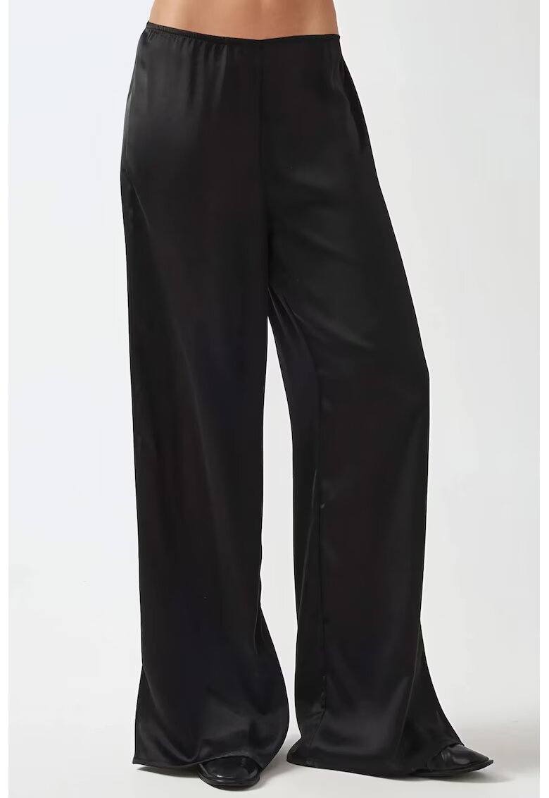 HiCCUP Pantaloni pentru dama - largi - satin - negru