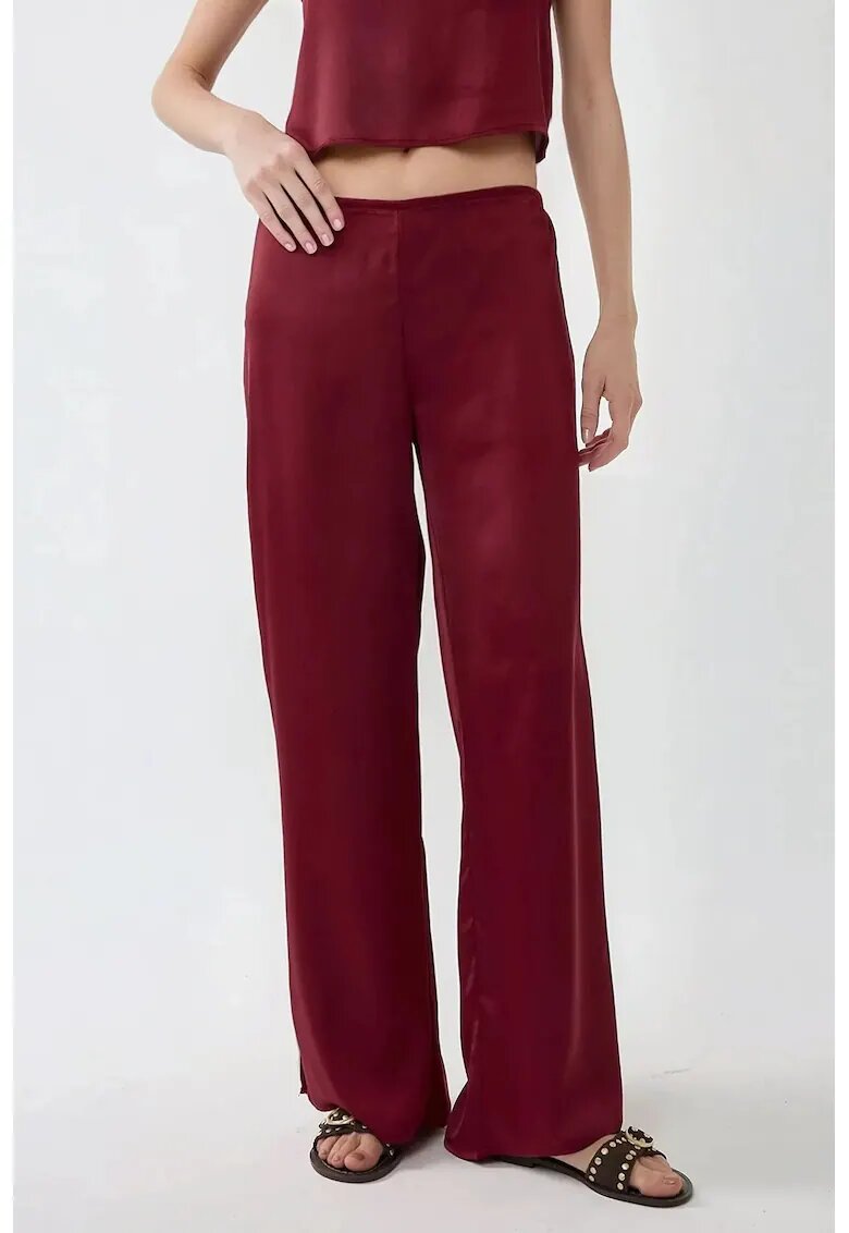 HiCCUP Pantaloni pentru dama - largi - satin - rosu