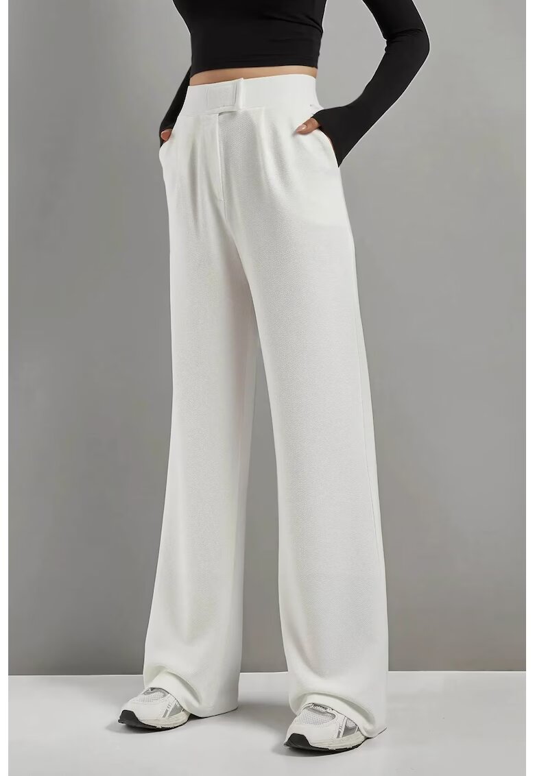 HiCCUP Pantaloni pentru dama - Palazzo - talie inalta - textil - alb