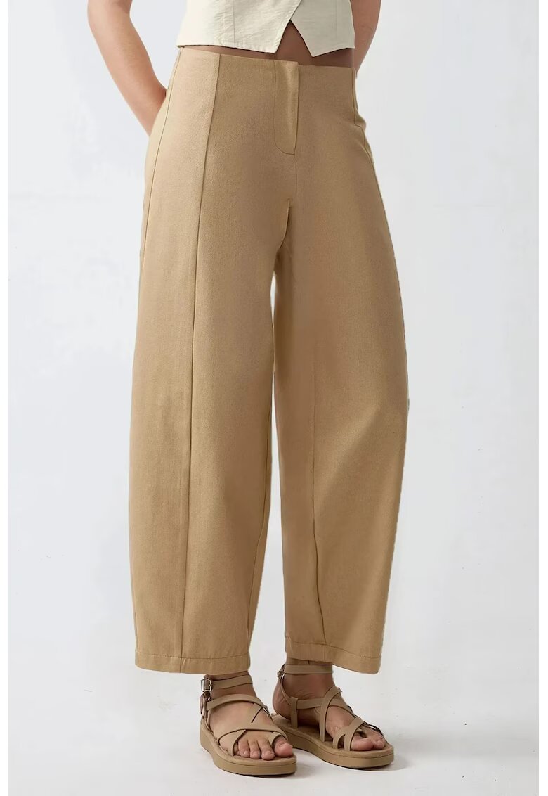 HiCCUP Pantaloni pentru dama - talie inalta - textil - bej