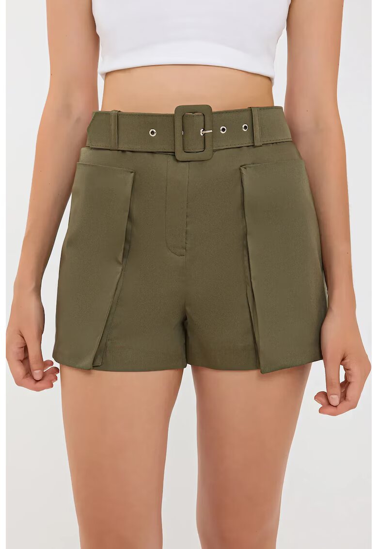 HiCCUP Pantaloni scurti - bumbac - talie inalta - verde