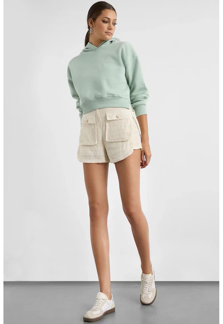 HiCCUP Pantaloni scurti dama - cu buzunare aplicate - poliester - crem