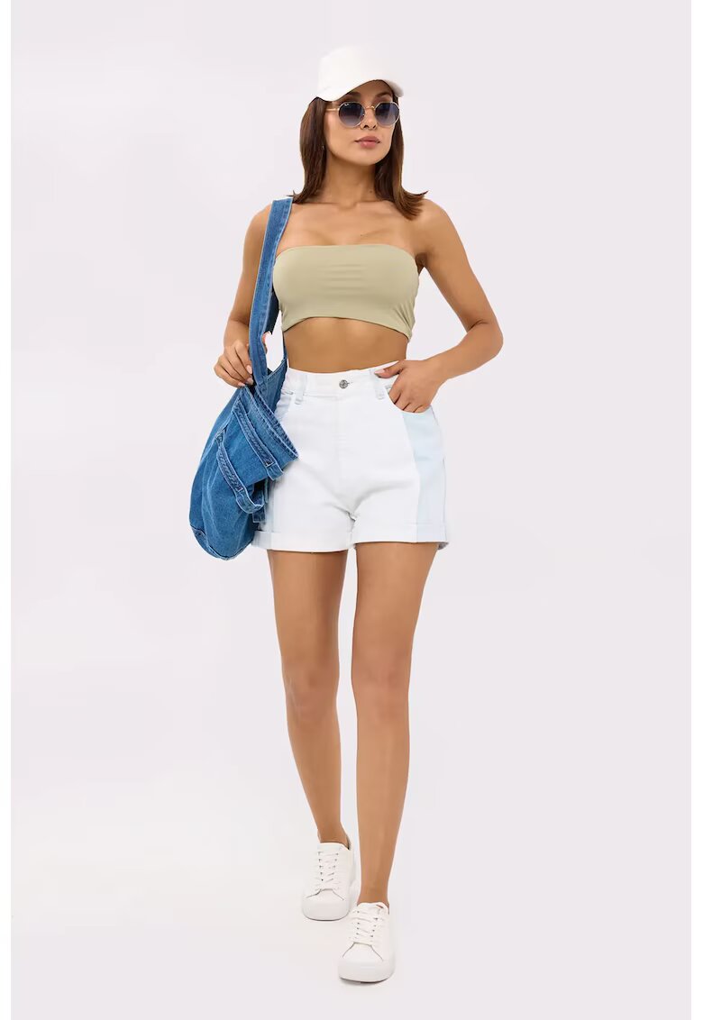 HiCCUP Pantaloni scurti dama talie inalta - alb - denim
