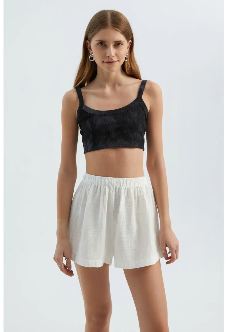 HiCCUP Pantaloni scurti - din in - talie inalta - elastic - alb