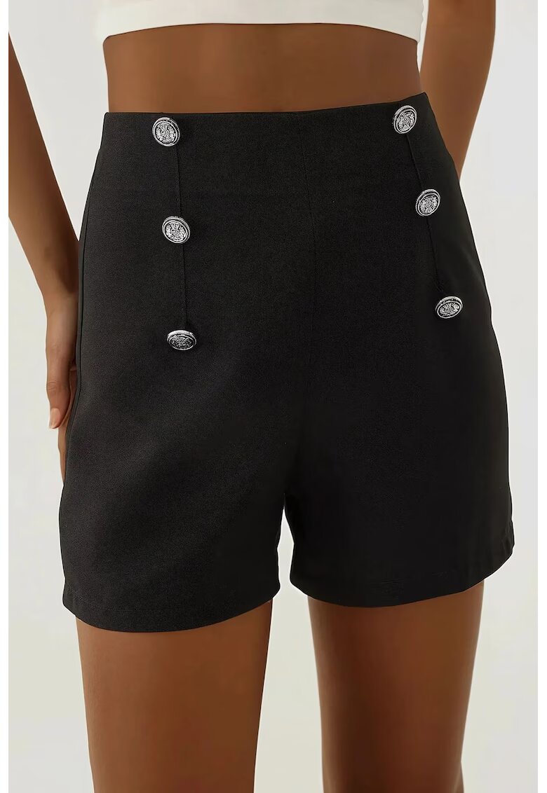 HiCCUP Pantaloni scurti - talie inalta - negri - poliester
