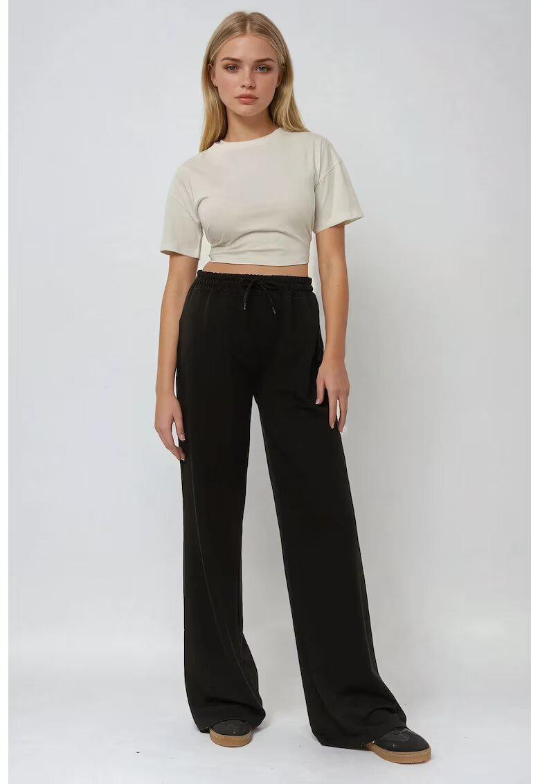 HiCCUP Pantaloni sport dama - croi larg - negru - bumbac-poliester
