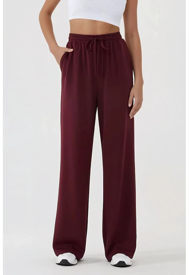 HiCCUP Pantaloni sport dama - croiala larga - talie elastica - rosu - textil