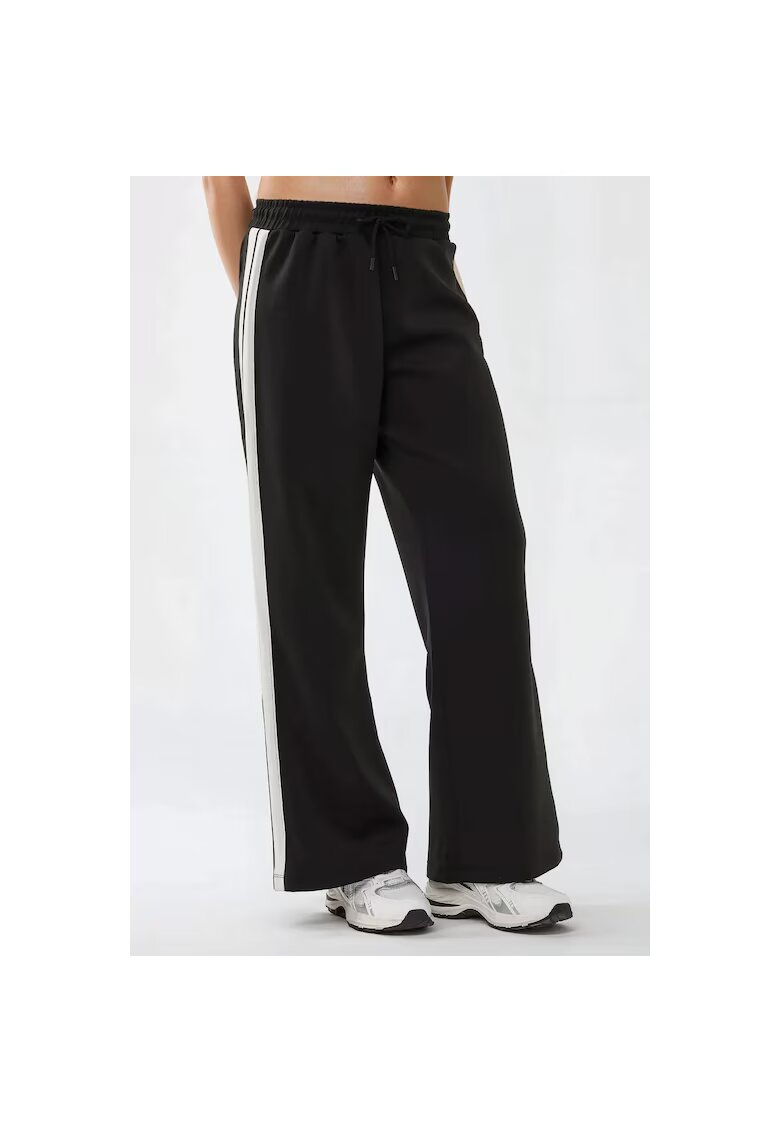 HiCCUP Pantaloni sport dama - cu dungi - croi larg - negru - textil