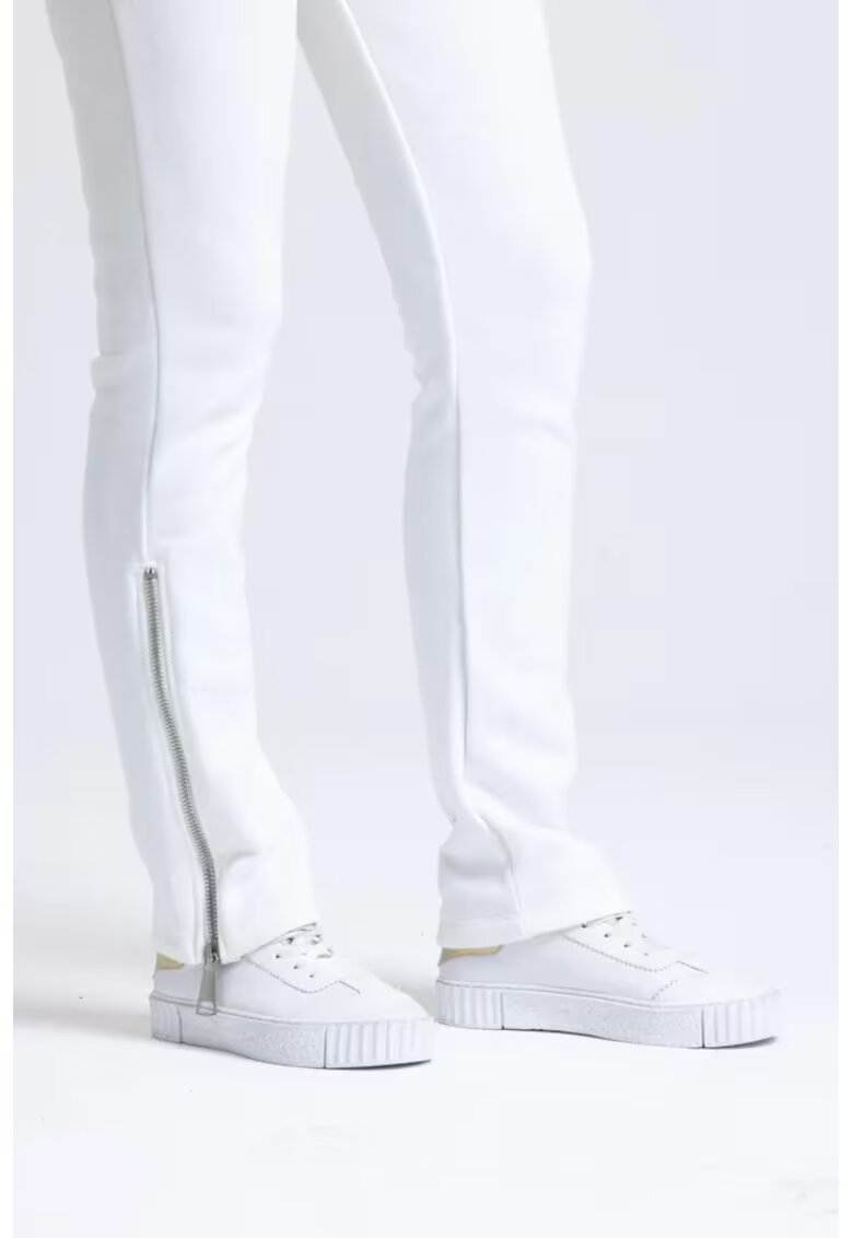 HiCCUP Pantaloni sport dama - cu talie inalta si crapaturi cu fermoar - negri - textil