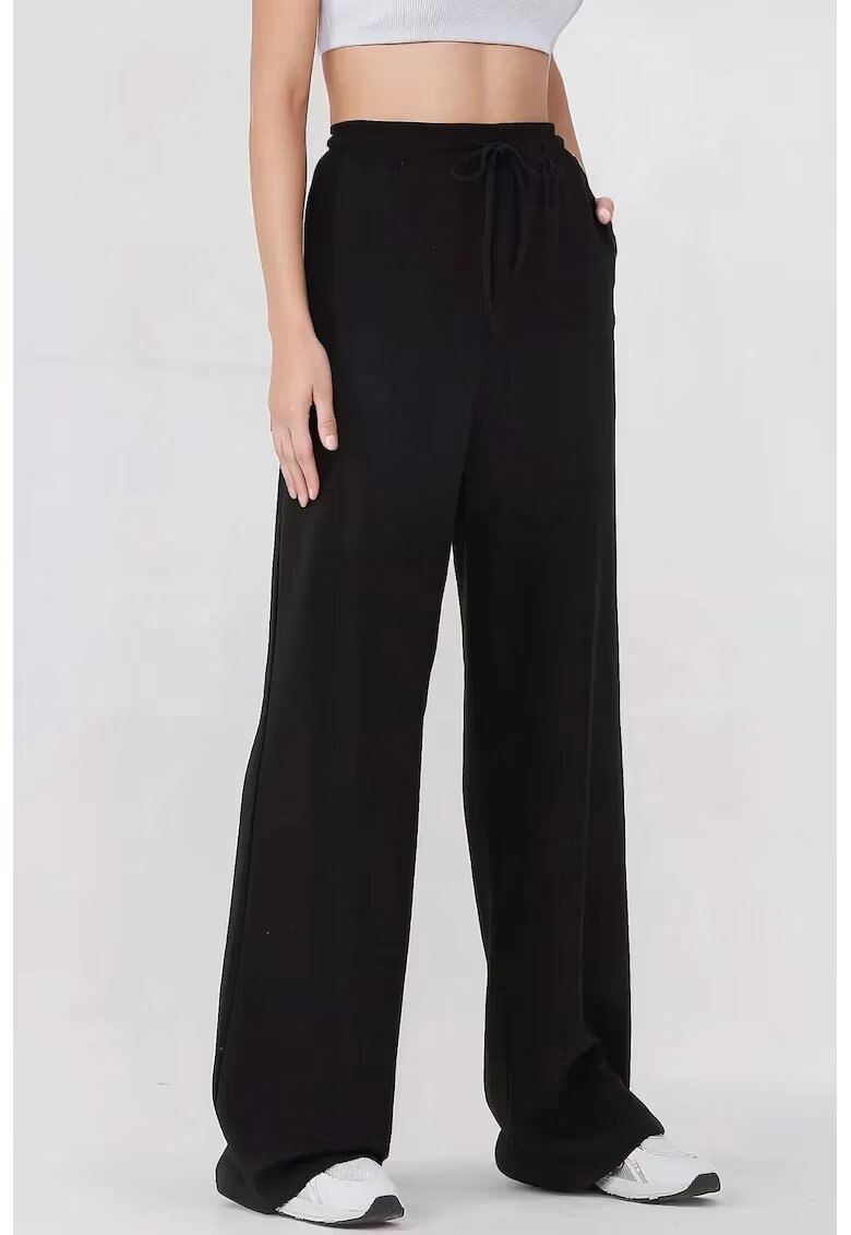 HiCCUP Pantaloni sport dama - talie elastica - croiala larga - negru - textil