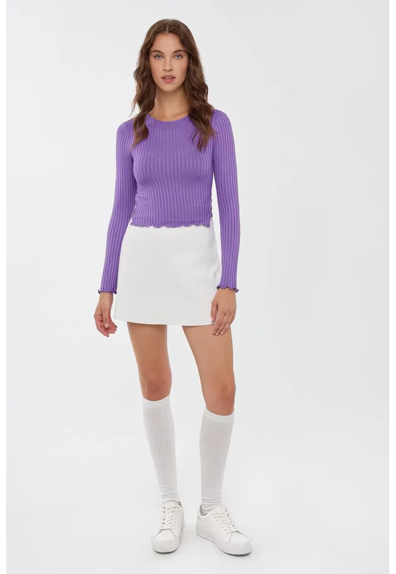 HiCCUP Pulover dama - bluza tricotata - guler rotund - slim fit - violet - jerseu