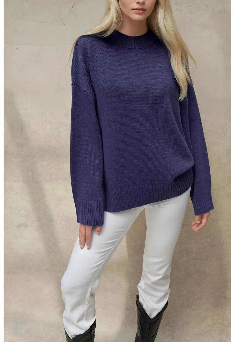 HiCCUP Pulover dama - confortabil - albastru cobalt - tricot