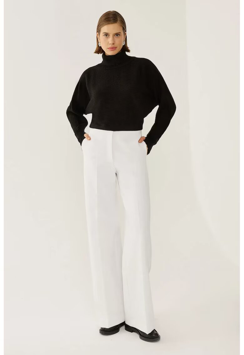 HiCCUP Pulover dama - cu guler inalt - croiala relaxata - negru - tricot