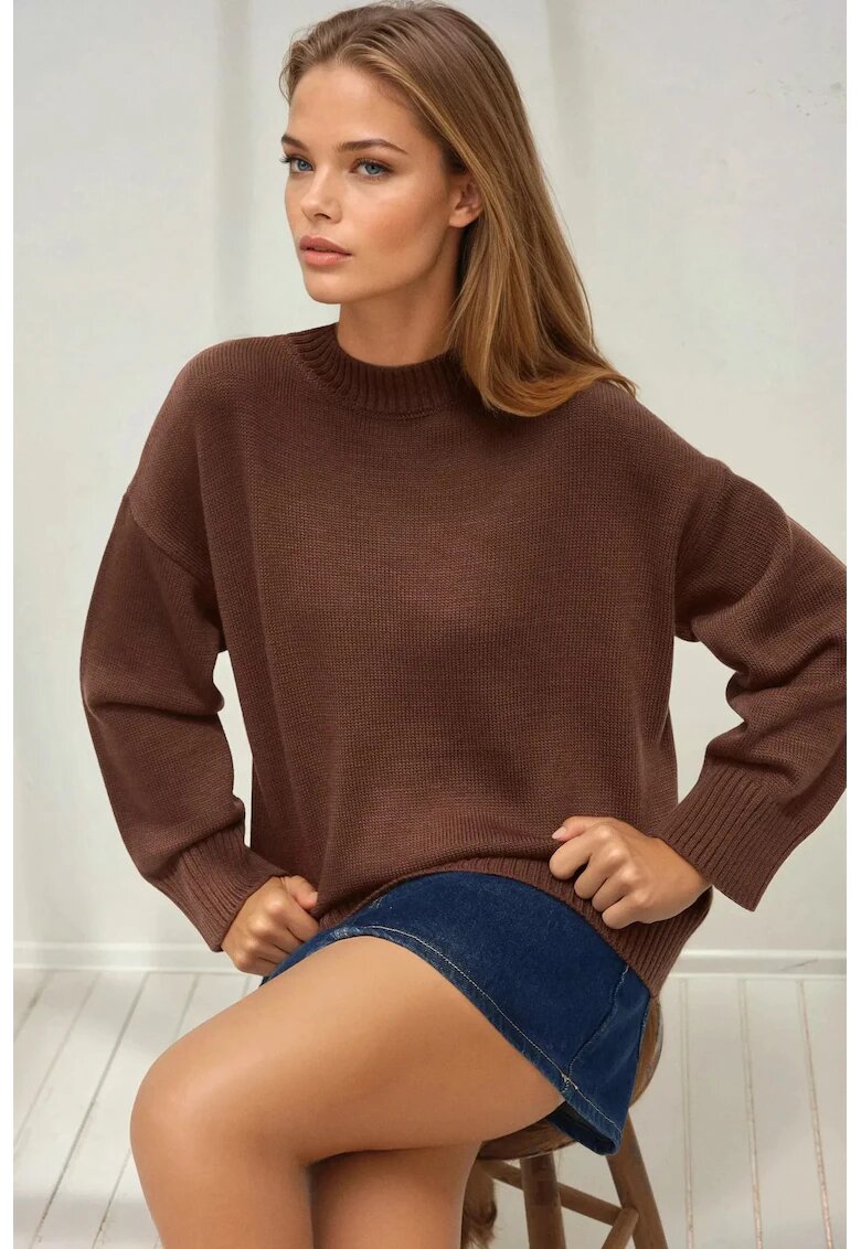 HiCCUP Pulover dama guler rotund - maro - tricot