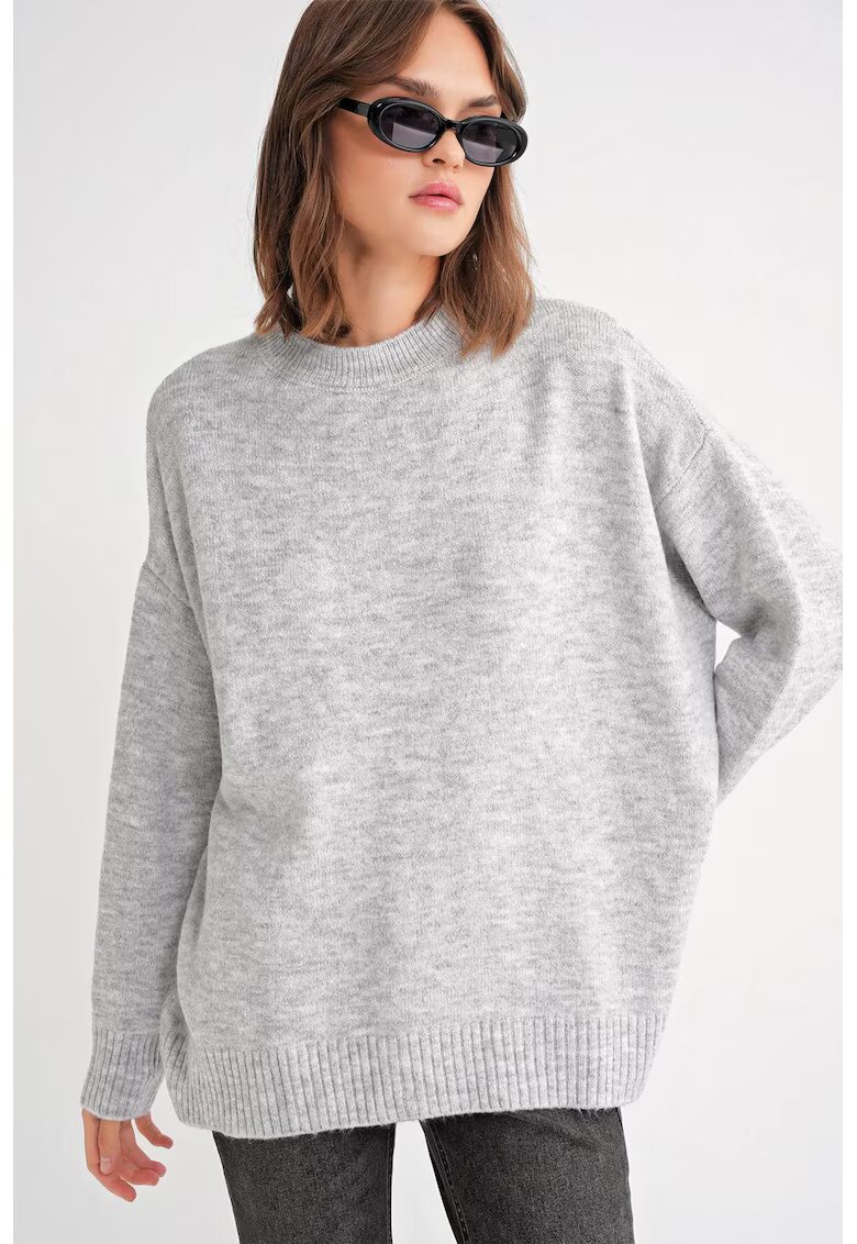 HiCCUP Pulover dama supradimensionat gri tricot -