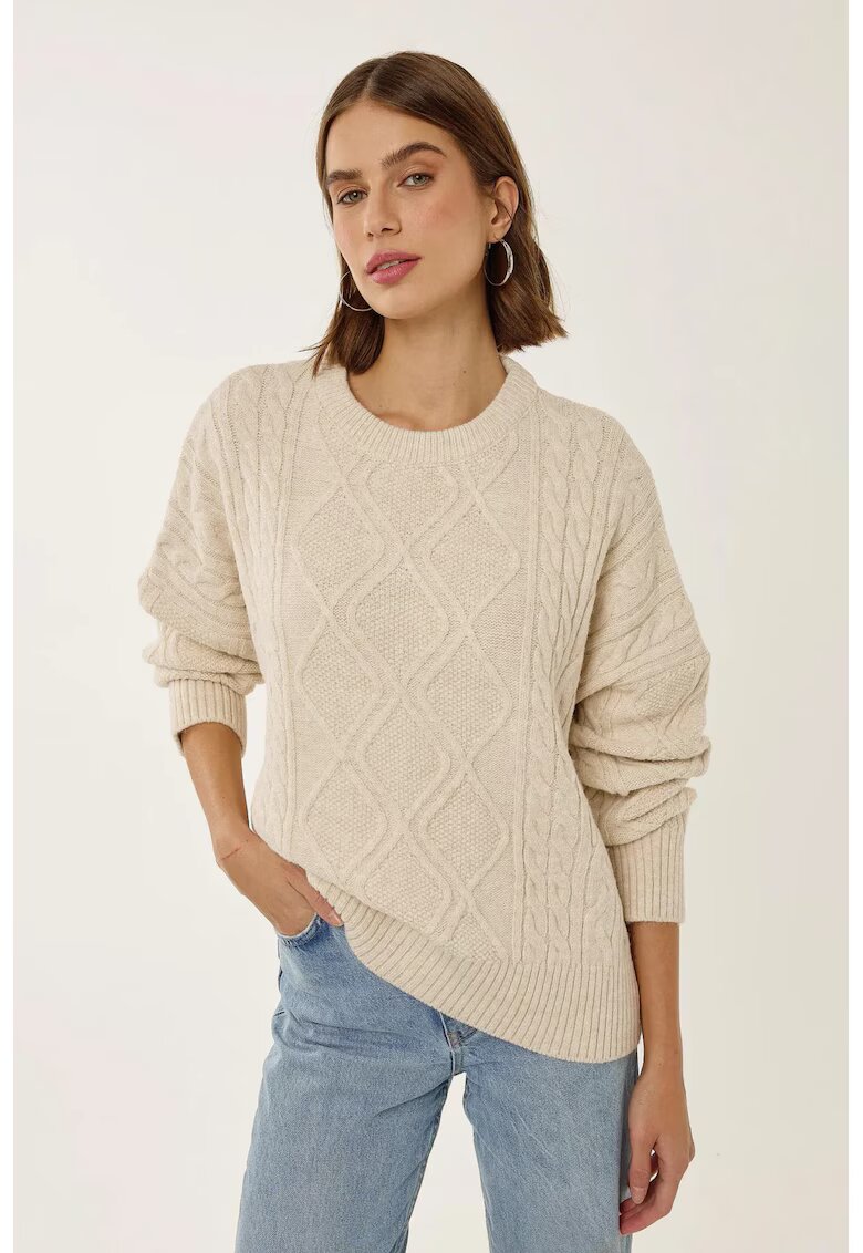 HiCCUP Pulover dama - supradimensionat - natur - tricot