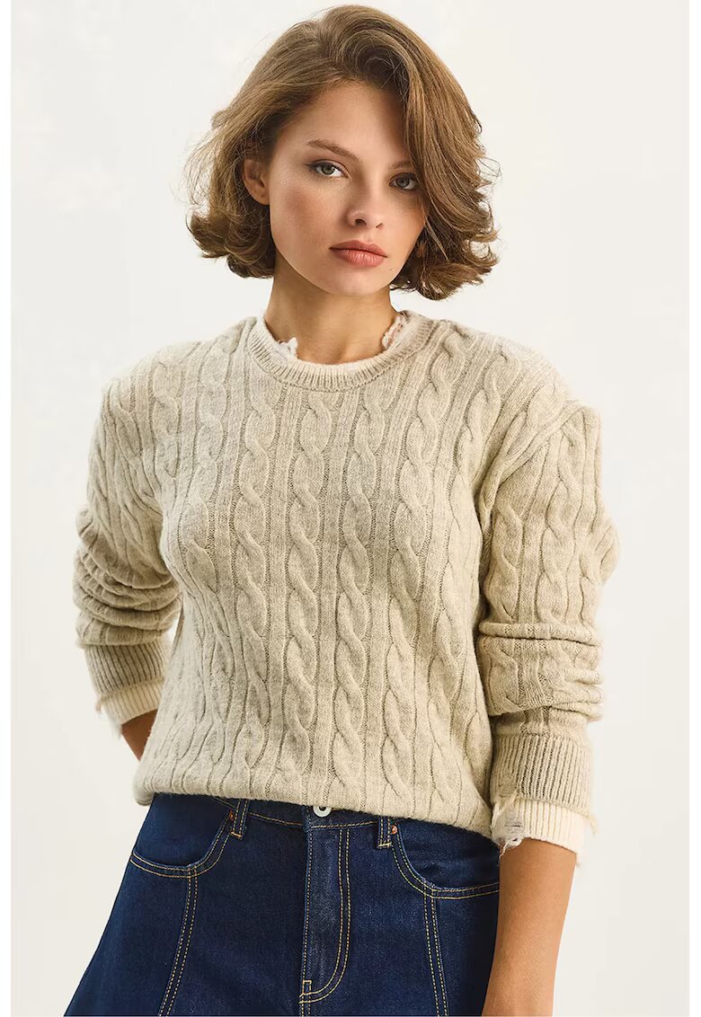 HiCCUP Pulover dama - Tricot - Bej -