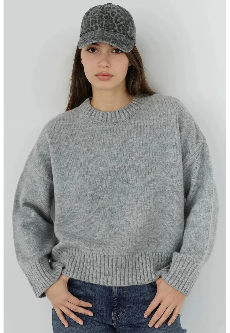 HiCCUP Pulover dama - Tricot - Gri deschis