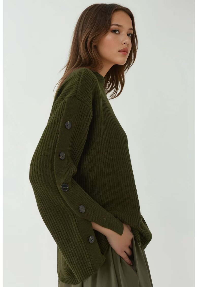 HiCCUP Pulover dama - Tricot - Kaki