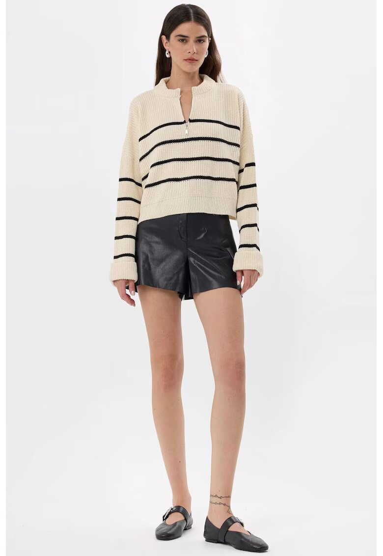 HiCCUP Pulover dama - tricotat cu alb - tricot - Alb