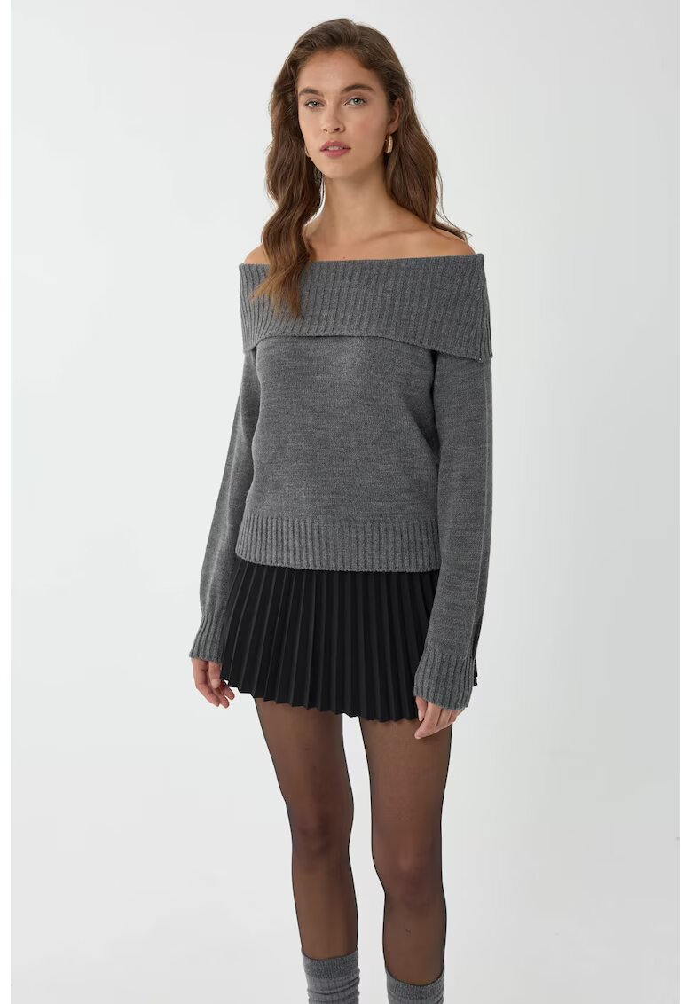 HiCCUP Pulover tricotat - umeri goi - acril/tricot - gri