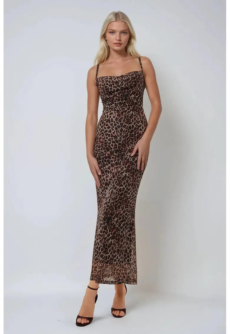 HiCCUP Rochie imprimeu leopard - tul - maro
