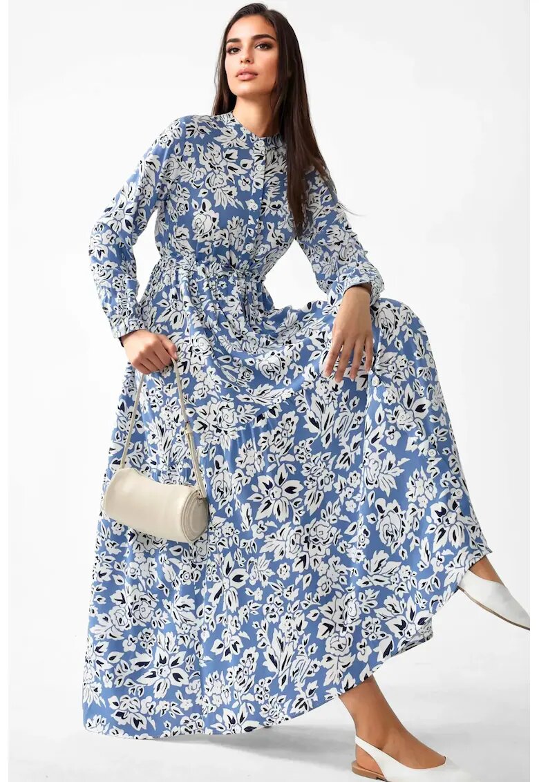HiCCUP Rochie maxi - albastru - material textil