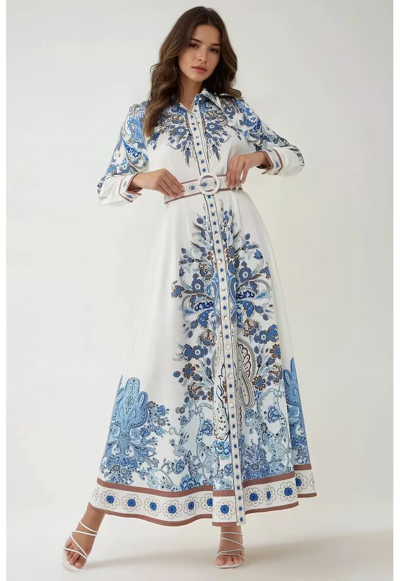HiCCUP Rochie maxi albastru - textil - Albastru deschis