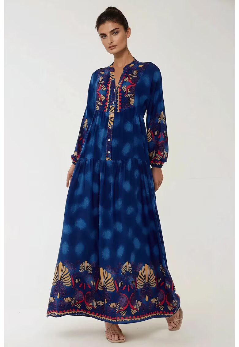HiCCUP Rochie maxi - cu imprimeu - albastra - viscoza