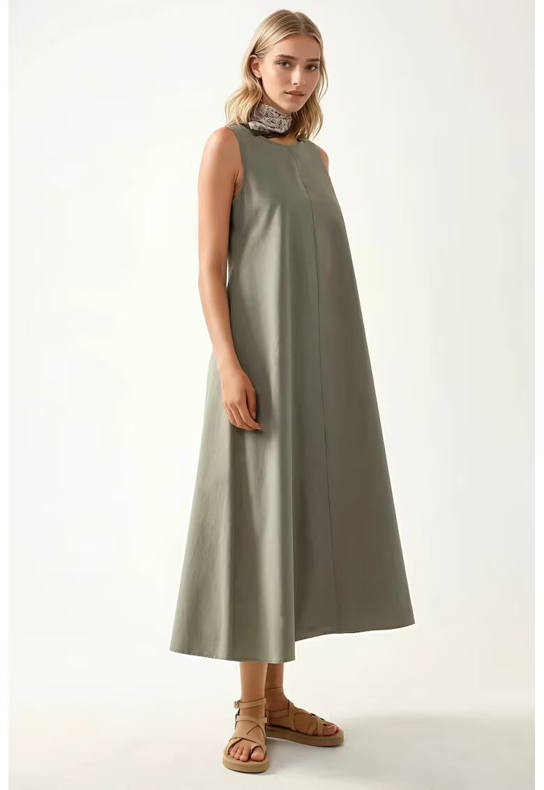 HiCCUP Rochie maxi - decolteu rotund - fara maneci - verde - textil