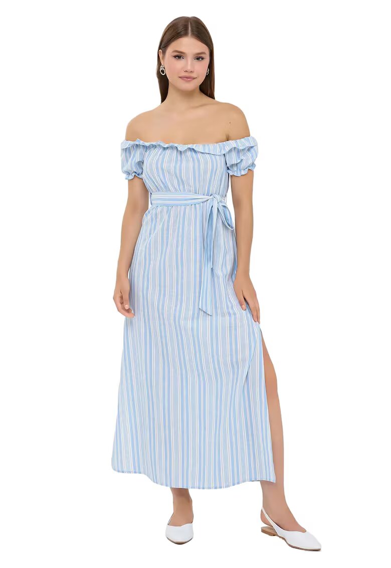 HiCCUP Rochie maxi - Dungi - Albastru - Bumbac/Poliester