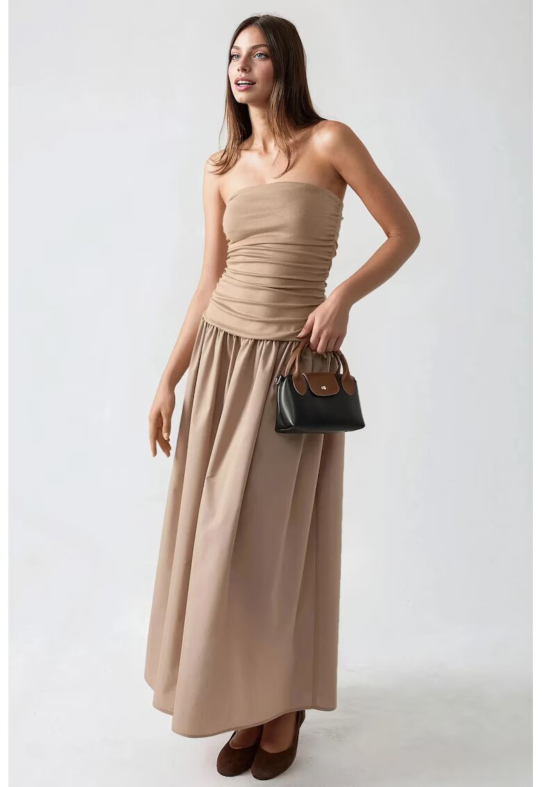 HiCCUP Rochie maxi - fara bretele - maro - textil