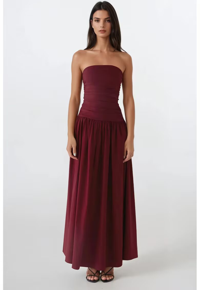 HiCCUP Rochie maxi fara bretele - volan - rosu - textil
