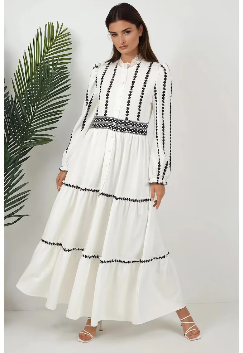 HiCCUP Rochie maxi - imprimeu floral - alb - material gros