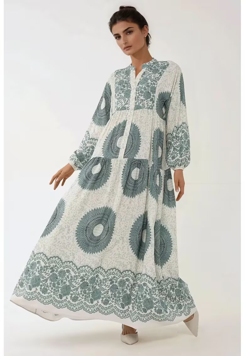 HiCCUP Rochie maxi - imprimeu - gri - viscoza