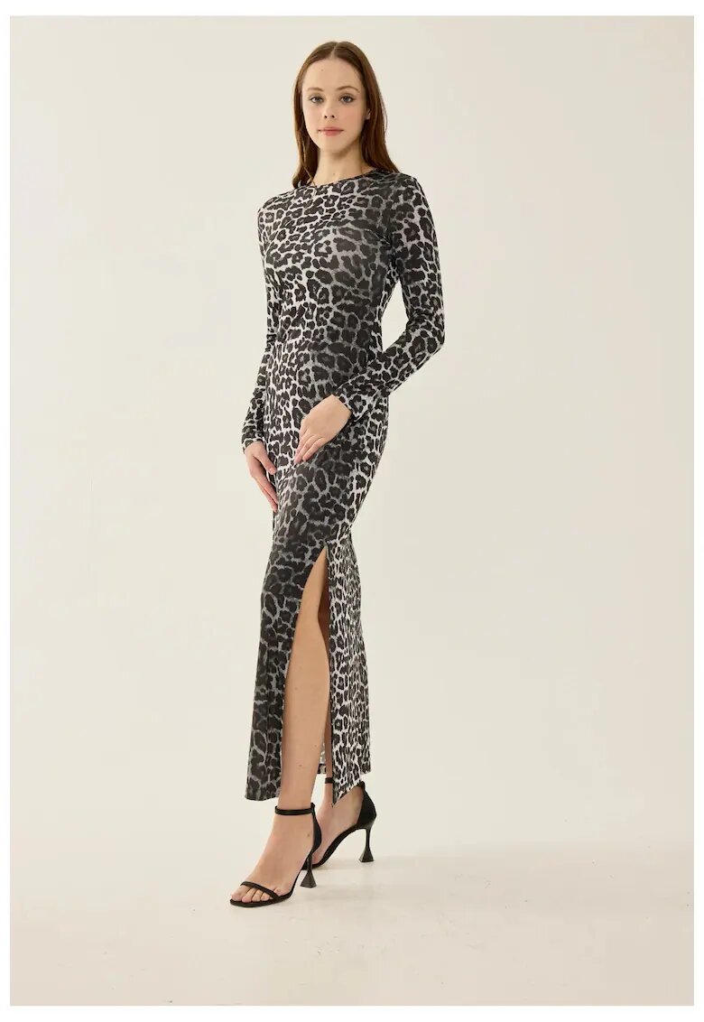 HiCCUP Rochie maxi - imprimeu leopard - negru