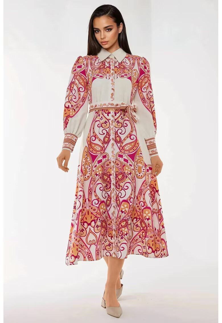 HiCCUP Rochie maxi - imprimeu - portocalie - textil