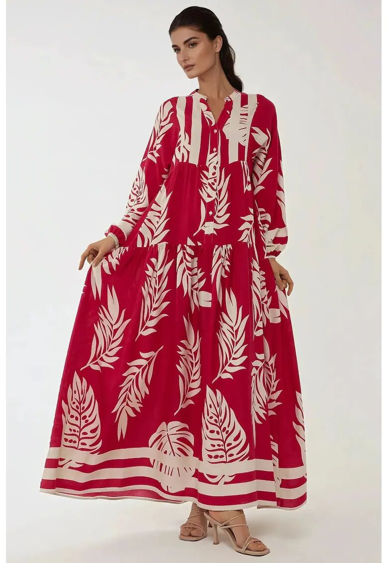 HiCCUP Rochie maxi - imprimeu - rosu - viscoza