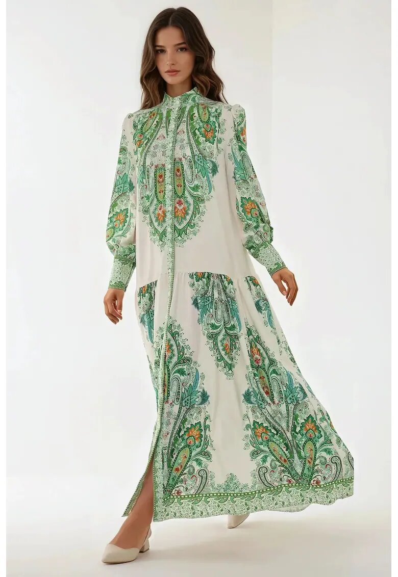 HiCCUP Rochie maxi - imprimeu - verde - textil