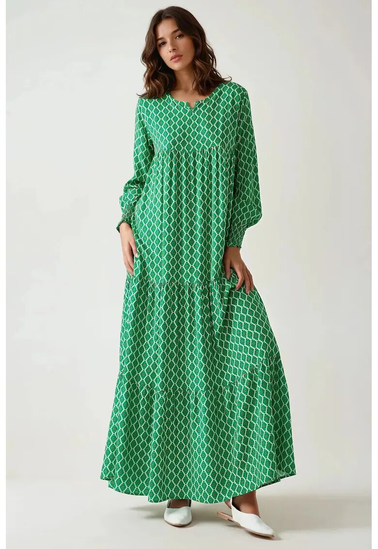 HiCCUP Rochie maxi - imprimeu - verde - viscoza