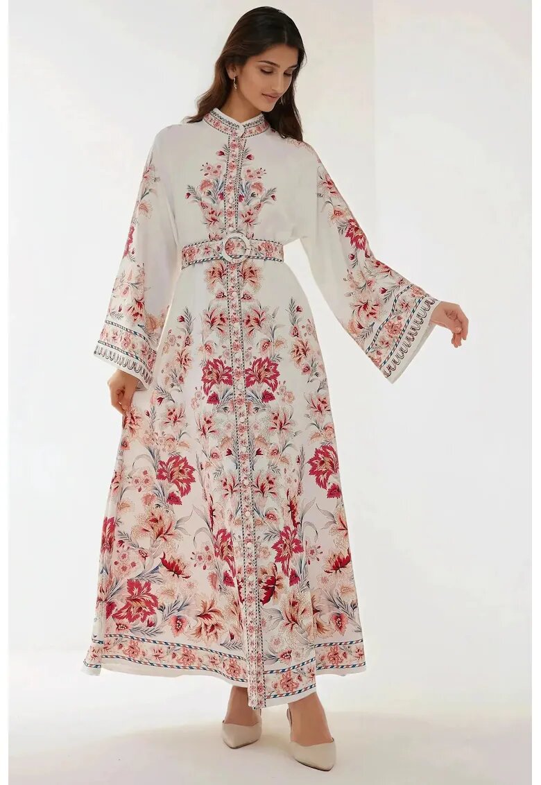 HiCCUP Rochie maxi - maneca lunga - imprimeu - multicolora - material subtire