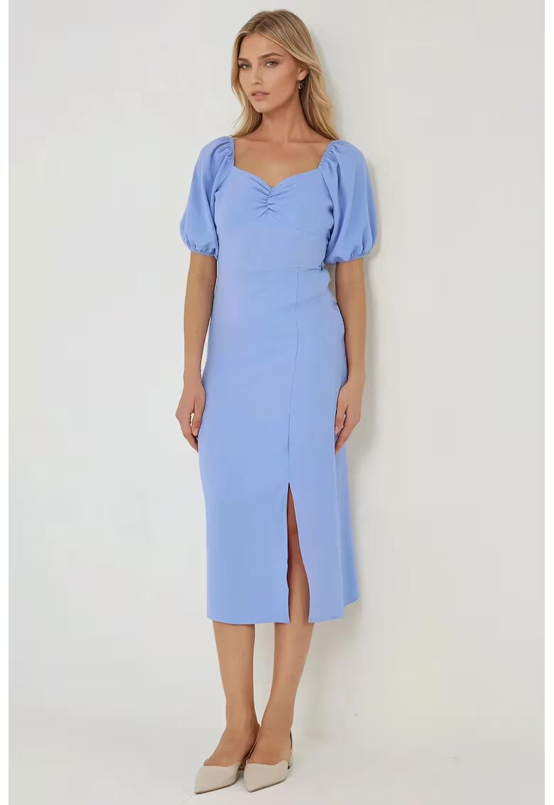 HiCCUP Rochie maxi - mulata cu guler inima - albastra - material subtire