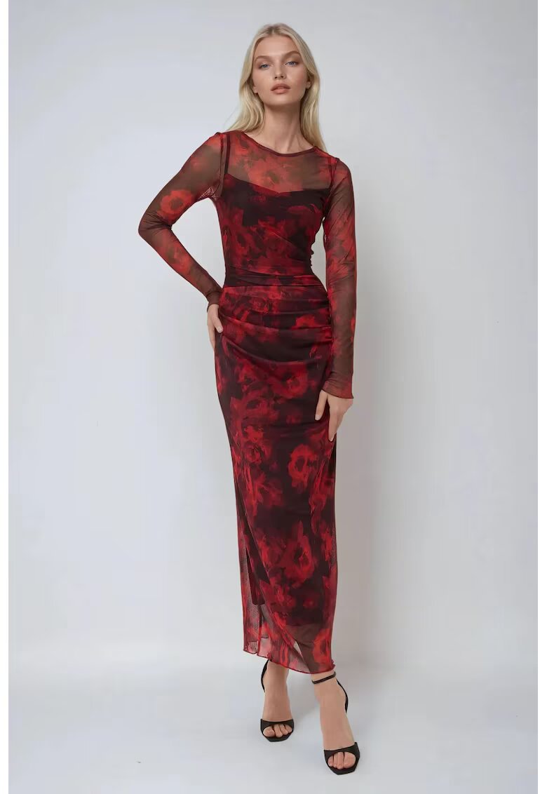 HiCCUP Rochie maxi mulata imprimeu - rosu - jerseu